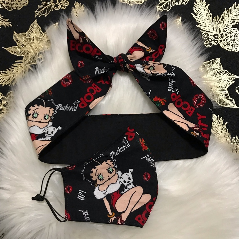 Betty Boop  Christmas Headband/ Face Mask